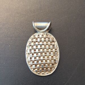 Basket Weave Sterling Silver Oval Pendant